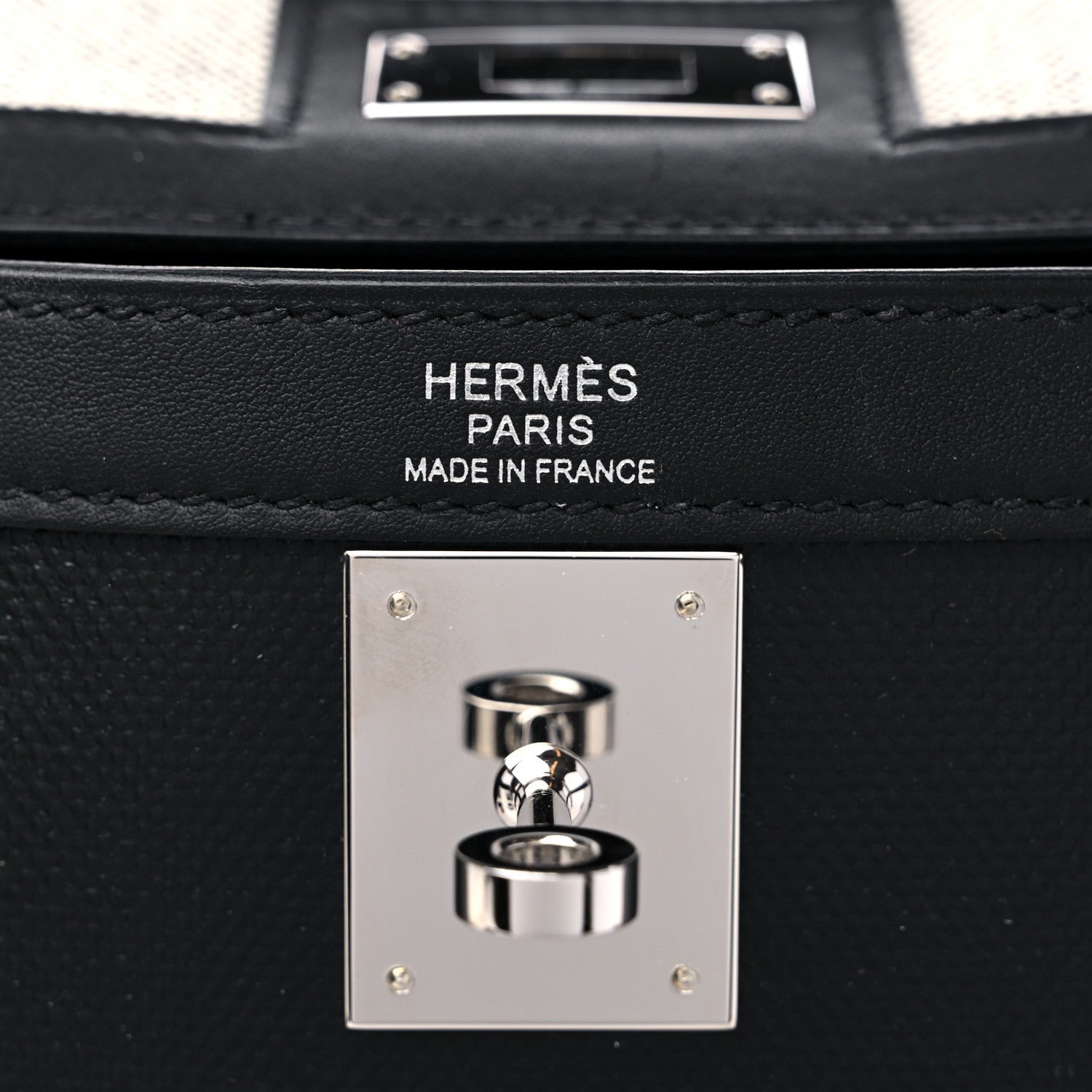 Hermes Berline Toile Swift Kelly Sellier 32 Black Ecru 6 of 10