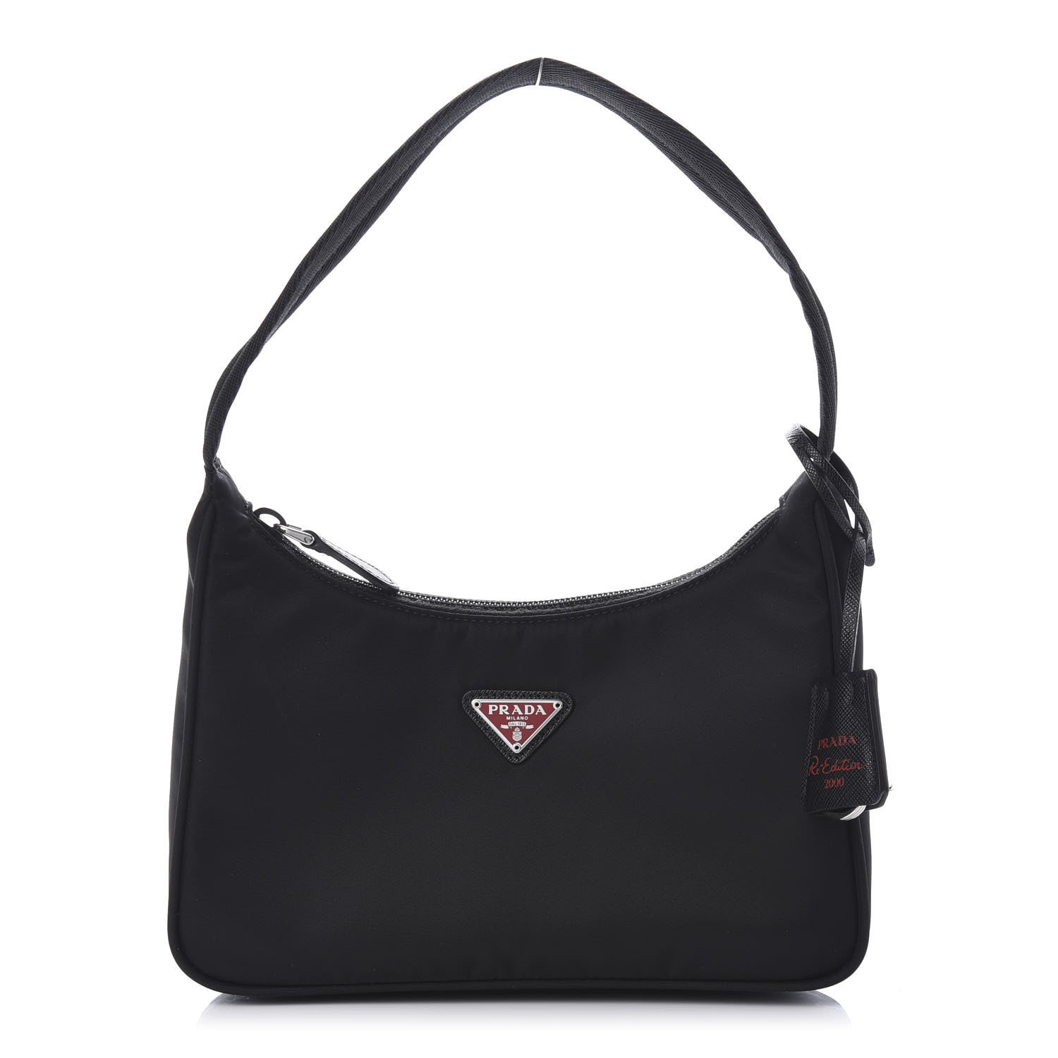 Prada Tessuto Nylon Saffiano Lunar New Year Mini Re-Edition 2000 Bag Black Fuoco 1 of 12