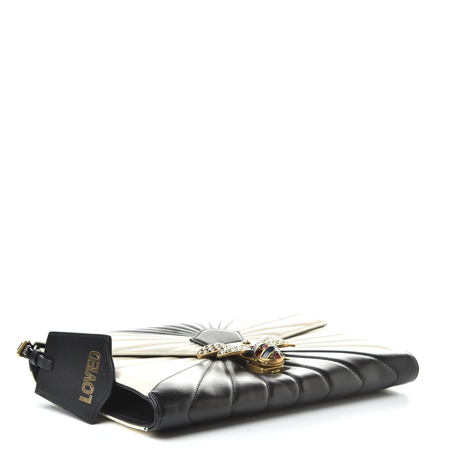 Gucci Calfskin Trapuntata Queen Margaret Clutch Mystic White Black 4 of 9