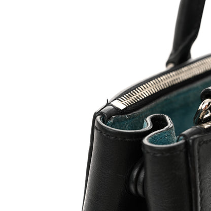 Prada City Calf Bi-Color Medium Galleria Double Zip Tote Black Celeste 15 of 18