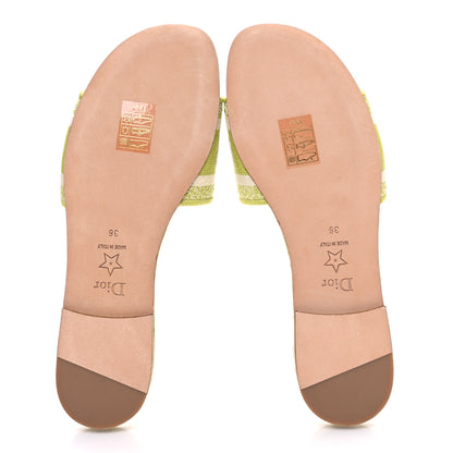 Christian Dior Canvas Check'N'Dior Pop Embroidered Dway Flat Slide Sandals 36 Chartreuse 7 of 11