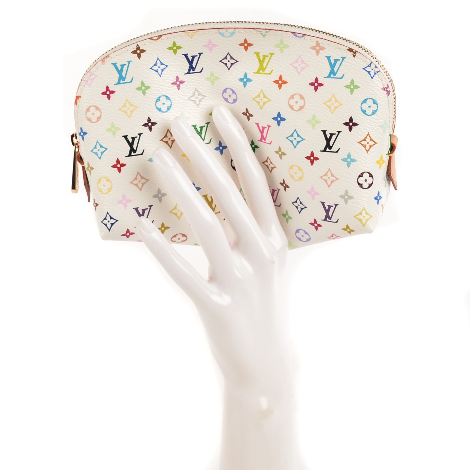 Louis Vuitton Monogram Multicolor Cosmetic Pouch White Litchi 2 of 7