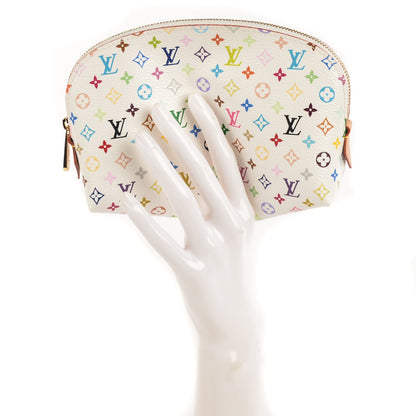 Louis Vuitton Monogram Multicolor Cosmetic Pouch White Litchi 2 of 7