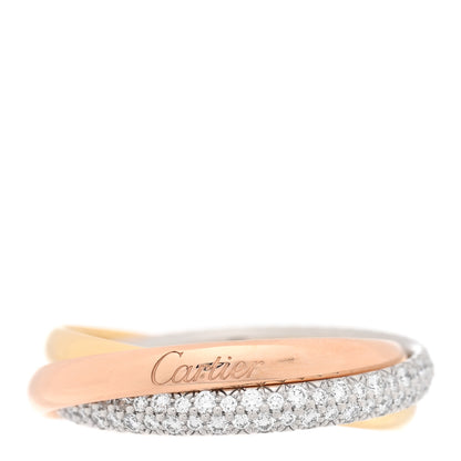 Cartier 18K White Yellow Pink Gold Diamond Small Trinity Paved Ring 52 6 1 of 4
