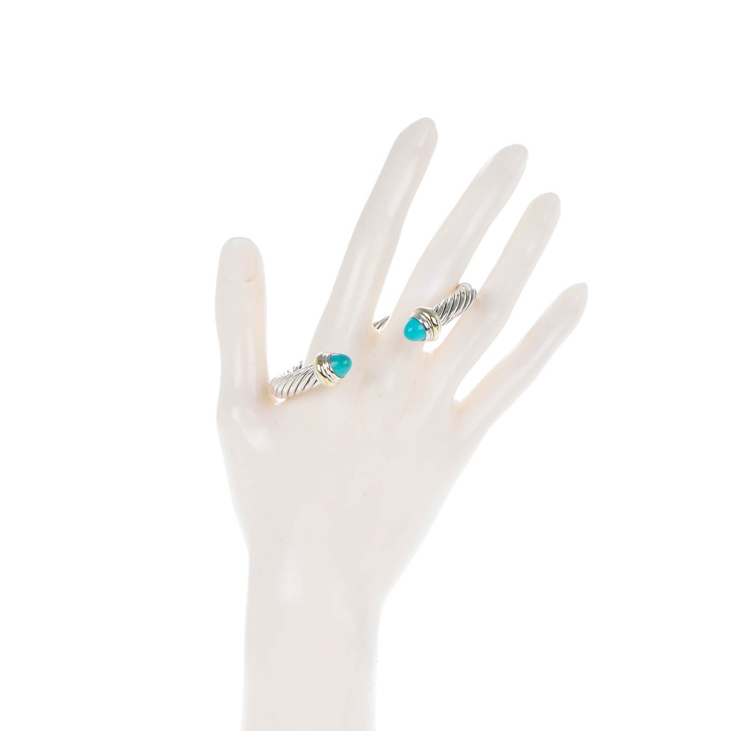 Sterling Silver 14K Yellow Gold Turquoise 7mm Cable Classics Bracelet