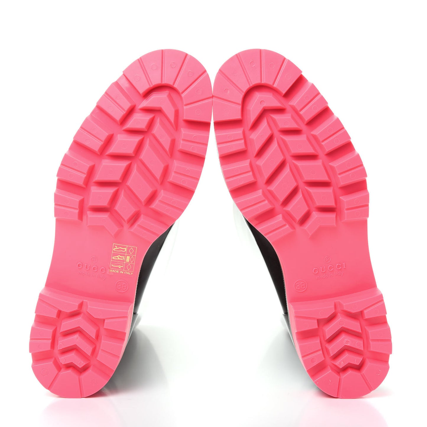 Rubber Monogram Edinburg Rain Boots 38 Pink Brown