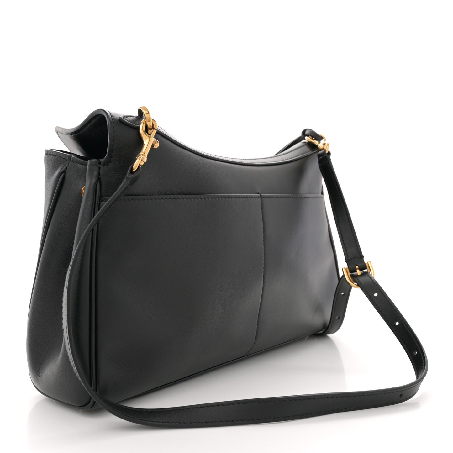 Natural Smooth Calfskin Rodeo Shoulder Bag Black