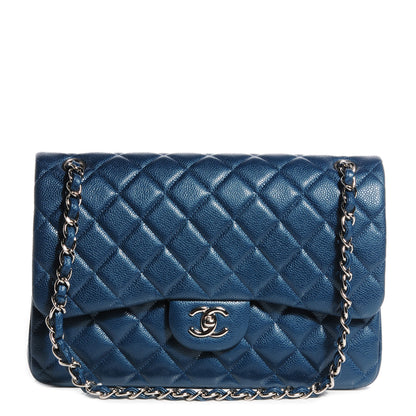 Chanel Caviar Quilted Jumbo Double Flap Blue 1 of 11