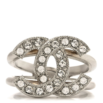 Chanel Crystal CC Ring 54 7 Silver 1 of 5