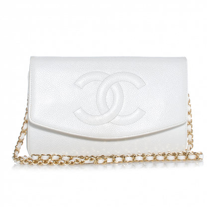 Chanel Caviar Wallet on Chain WOC White 1 of 8