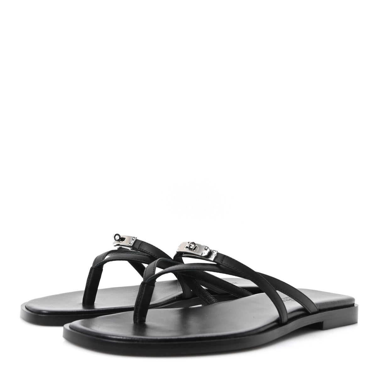 Hermes Calfskin Miss Sandals 37 Black 8 of 17