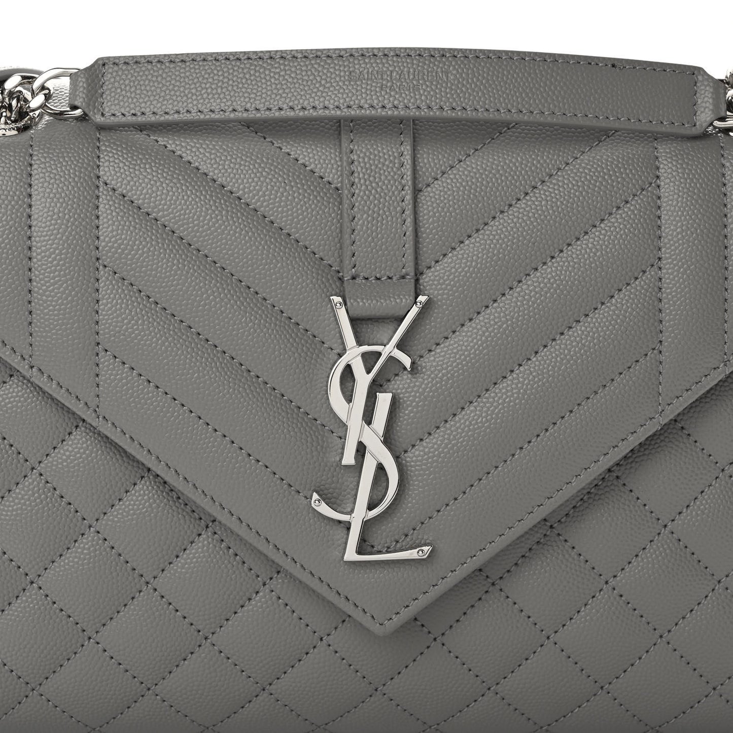 Grain De Poudre Textured Mixed Matelasse Medium Triquilt Monogram Satchel New Stone