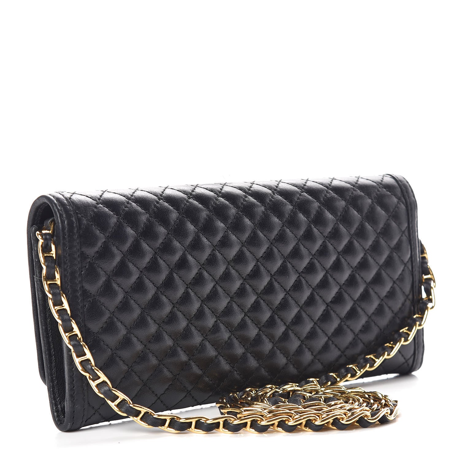 Prada Soft Calfskin Quilted Chain Wallet Black 3 of 10