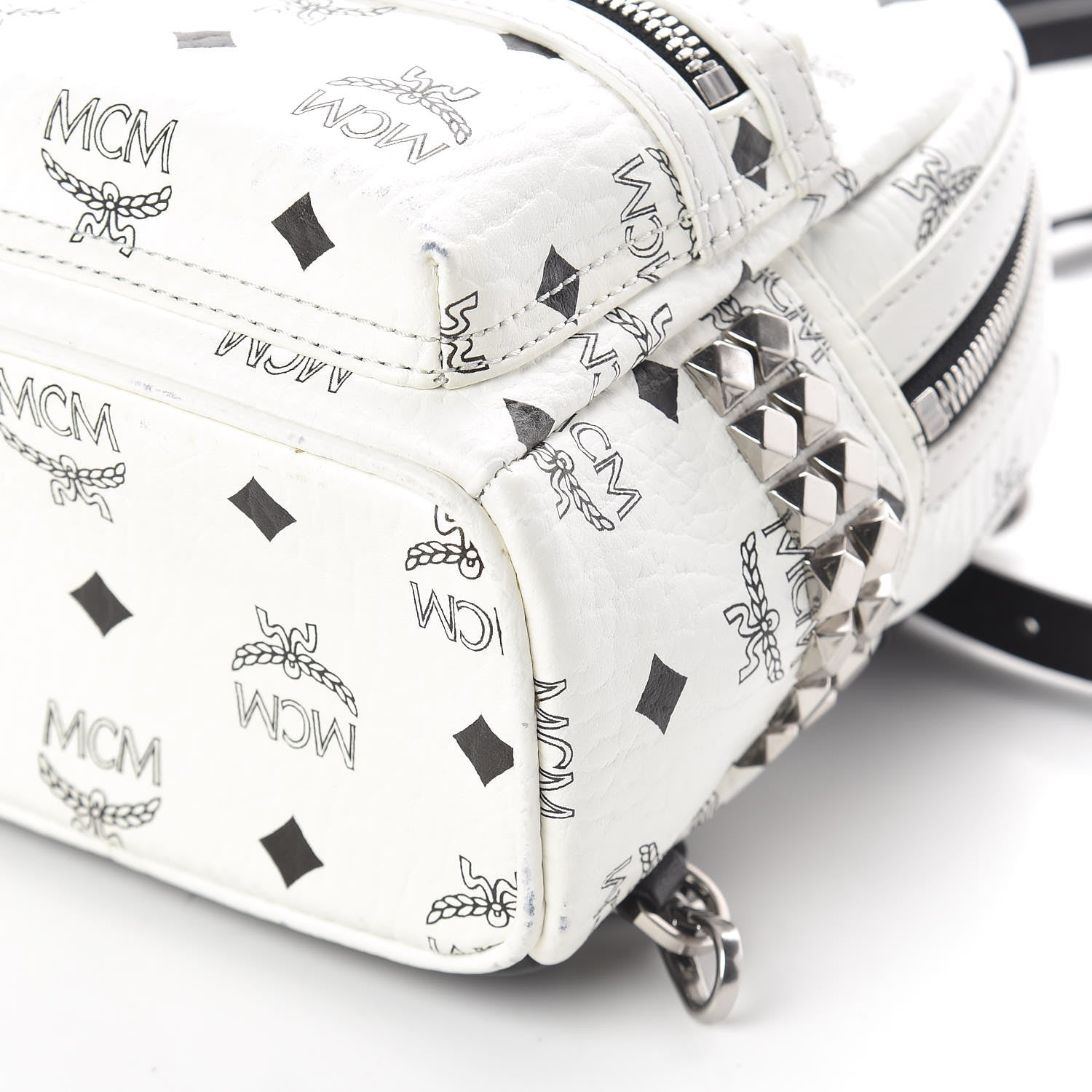 MCM Visetos Side Stud X-Mini Stark Bebe Boo Backpack White 9 of 9