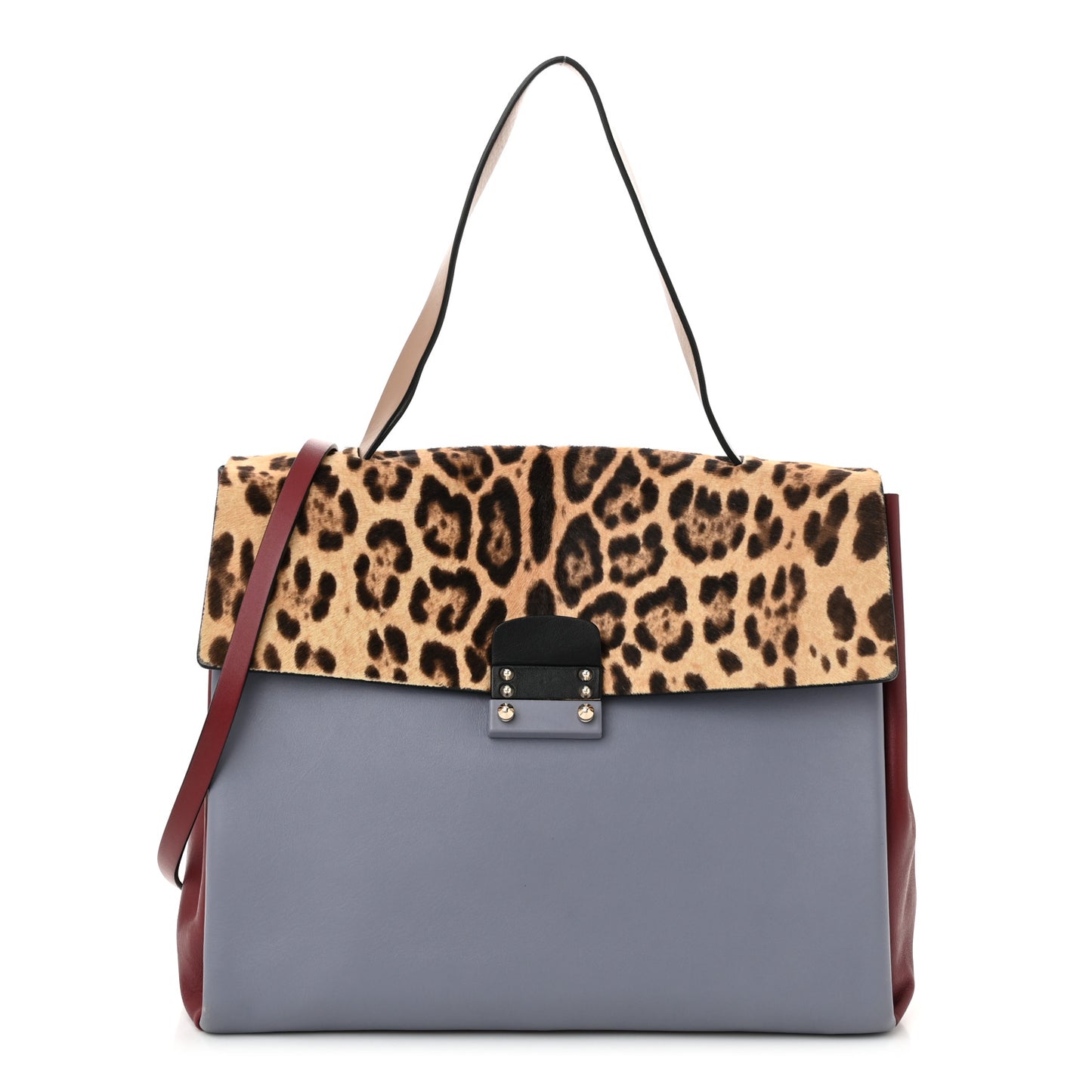 Calfskin Pony Hair Colorblock Mime Single Handle Bag Multicolor