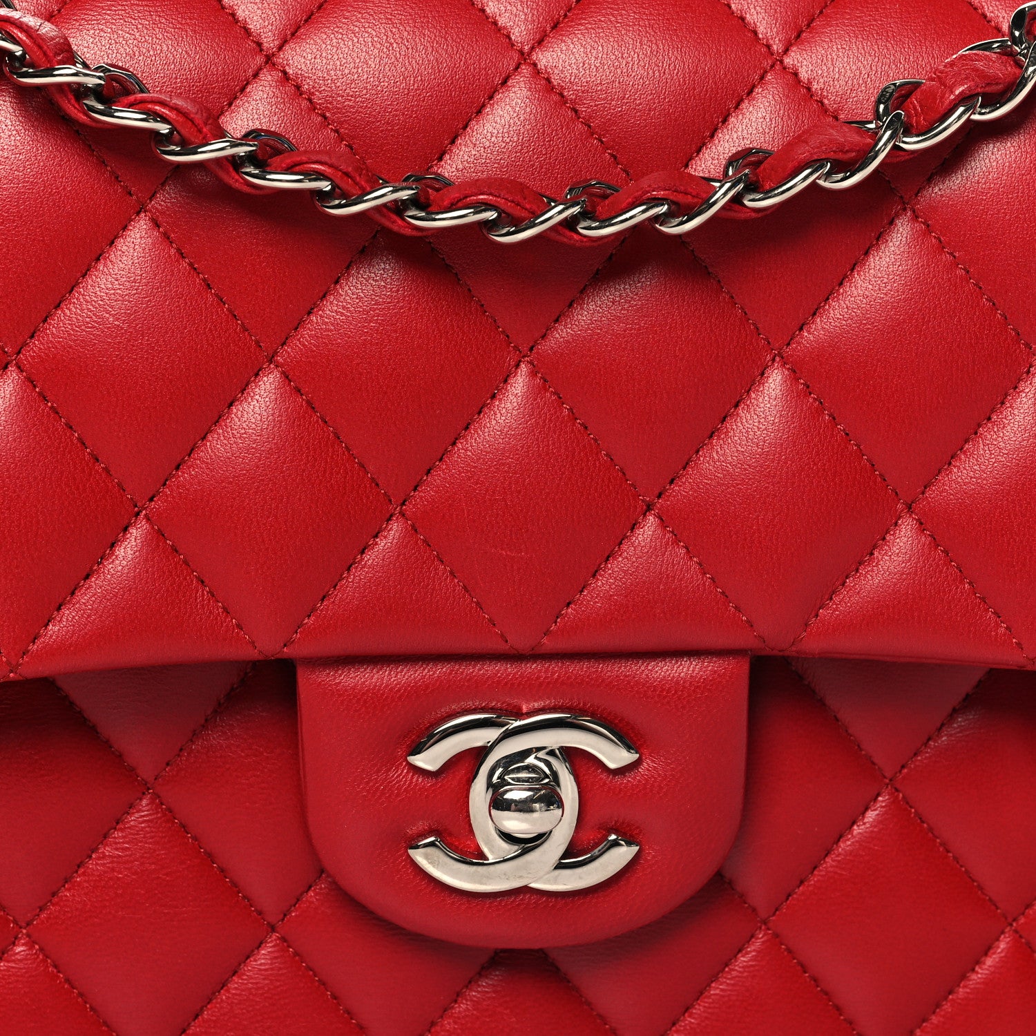 Chanel Lambskin Quilted Medium Double Flap Red 8 of 12