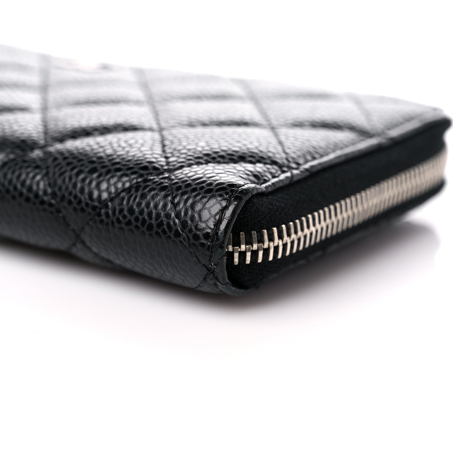 Caviar Quilted Large Gusset Zip Around Wallet Black