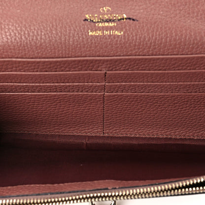 Valentino Garavani Pebbled Calfskin Rockstud Flip Lock Wallet On Chain English Rose 4 of 8
