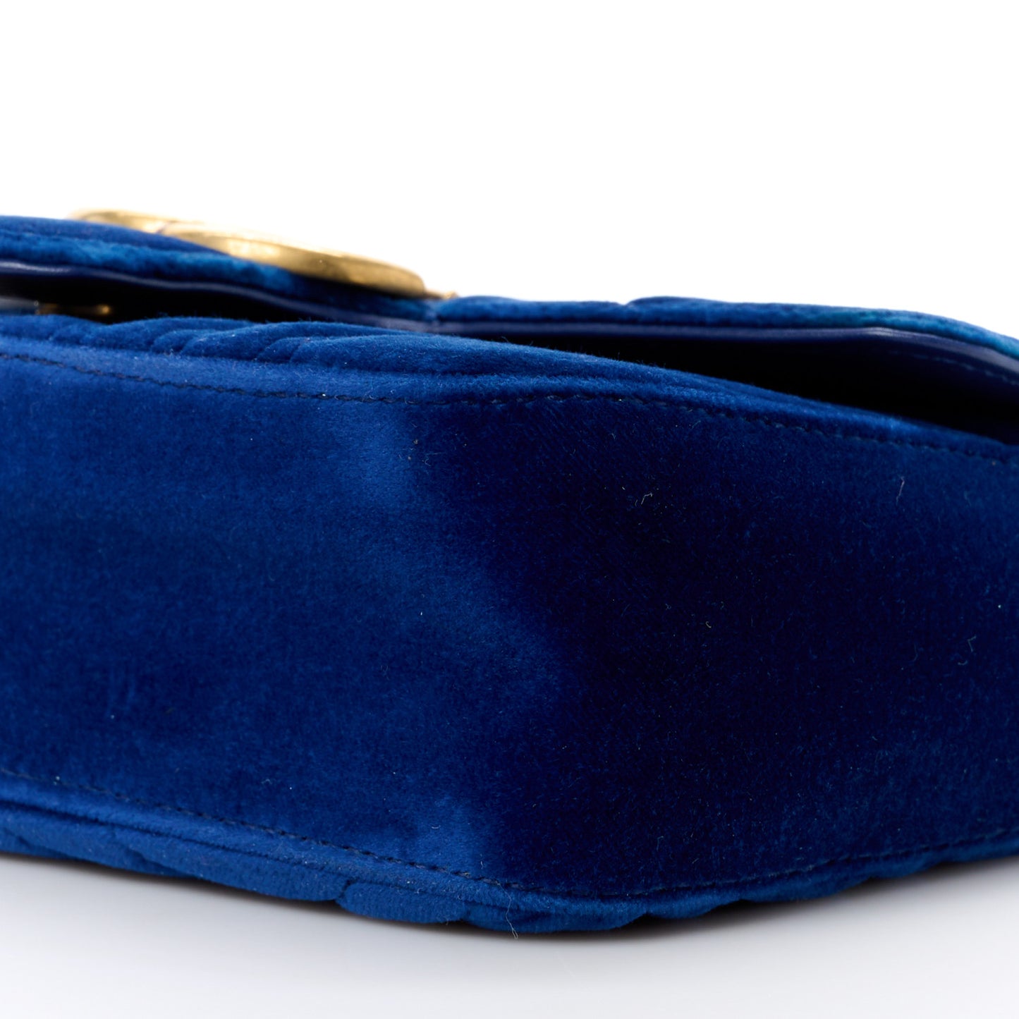 Velvet Matelasse Mini GG Marmont Shoulder Bag Cobalt Blue
