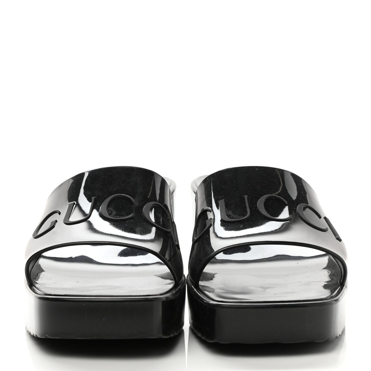 Rubber Gucci Logo Womens Platform 20/60mm Slide Sandals 39 Black
