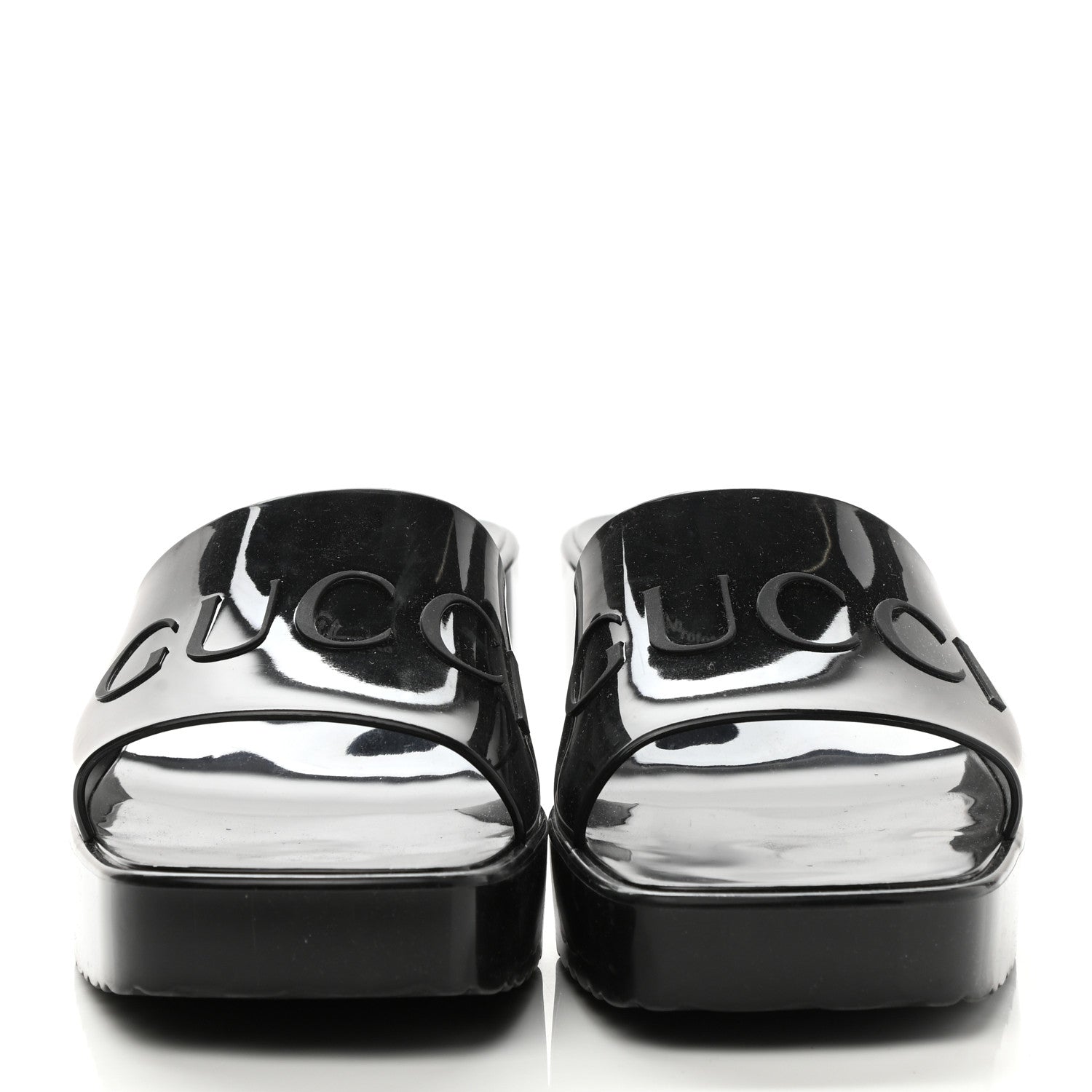 Gucci Rubber Gucci Logo Womens Platform 20/60mm Slide Sandals 39 Black 2 of 9