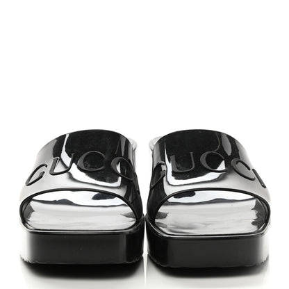 Gucci Rubber Gucci Logo Womens Platform 20/60mm Slide Sandals 39 Black 2 of 9
