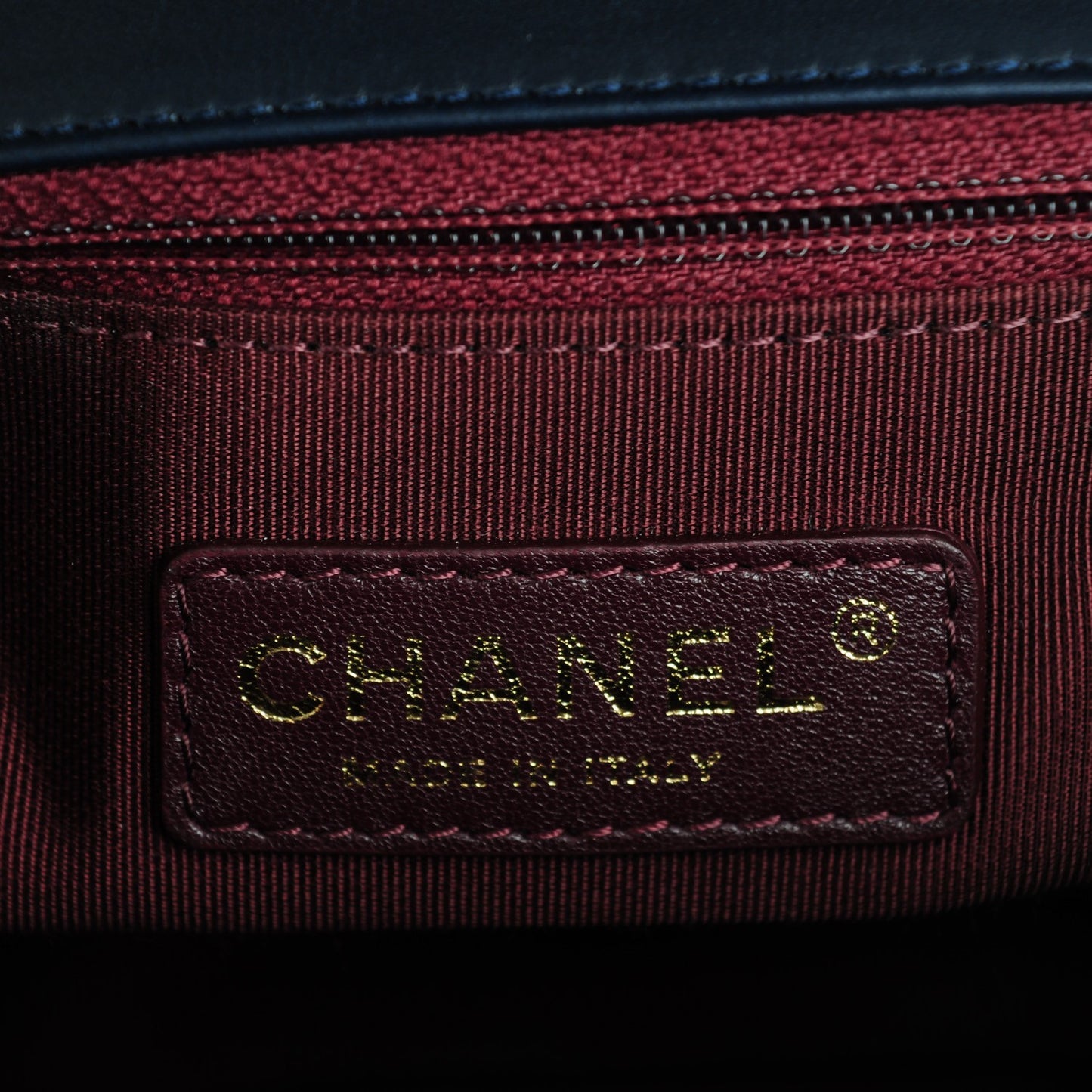 Calfskin Caviar Suede Chevron New Medium Boy Flap Navy
