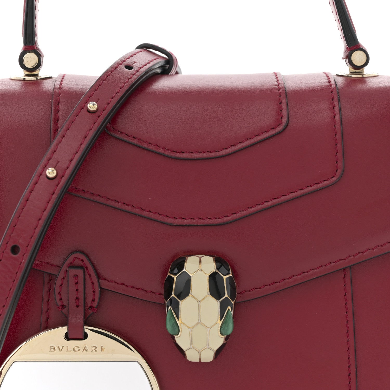 Bulgari Calfskin Serpenti Forever Top Handle Red 8 of 13