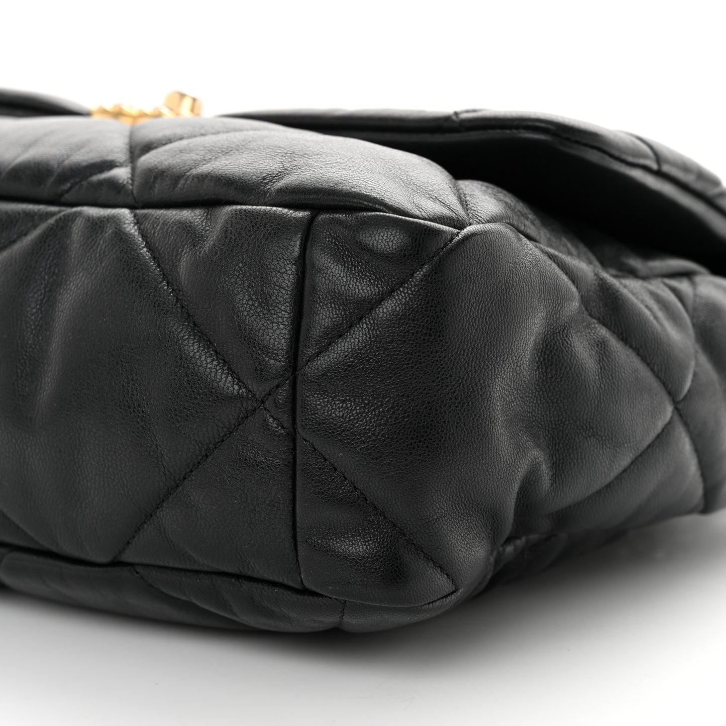Shiny Goatskin Quilted Large Chanel 19 Flap Black