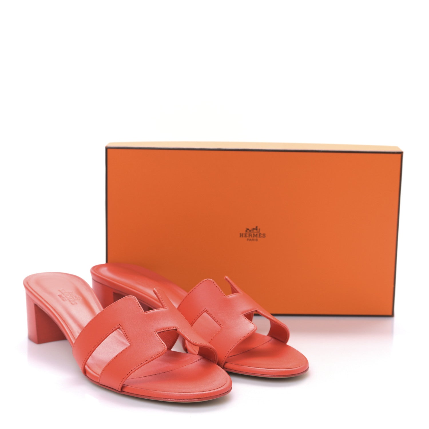 Hermes Calfskin Oasis Sandals 40 Coquelicot 9 of 9
