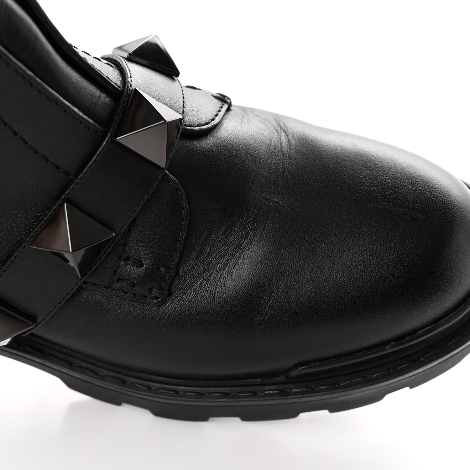 Valentino Garavani Calfskin Tonal Roman Stud 20/40mm Combat Boots 39 Black 16 of 17