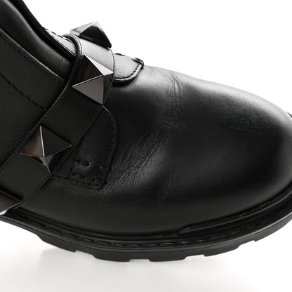 Valentino Garavani Calfskin Tonal Roman Stud 20/40mm Combat Boots 39 Black 16 of 17