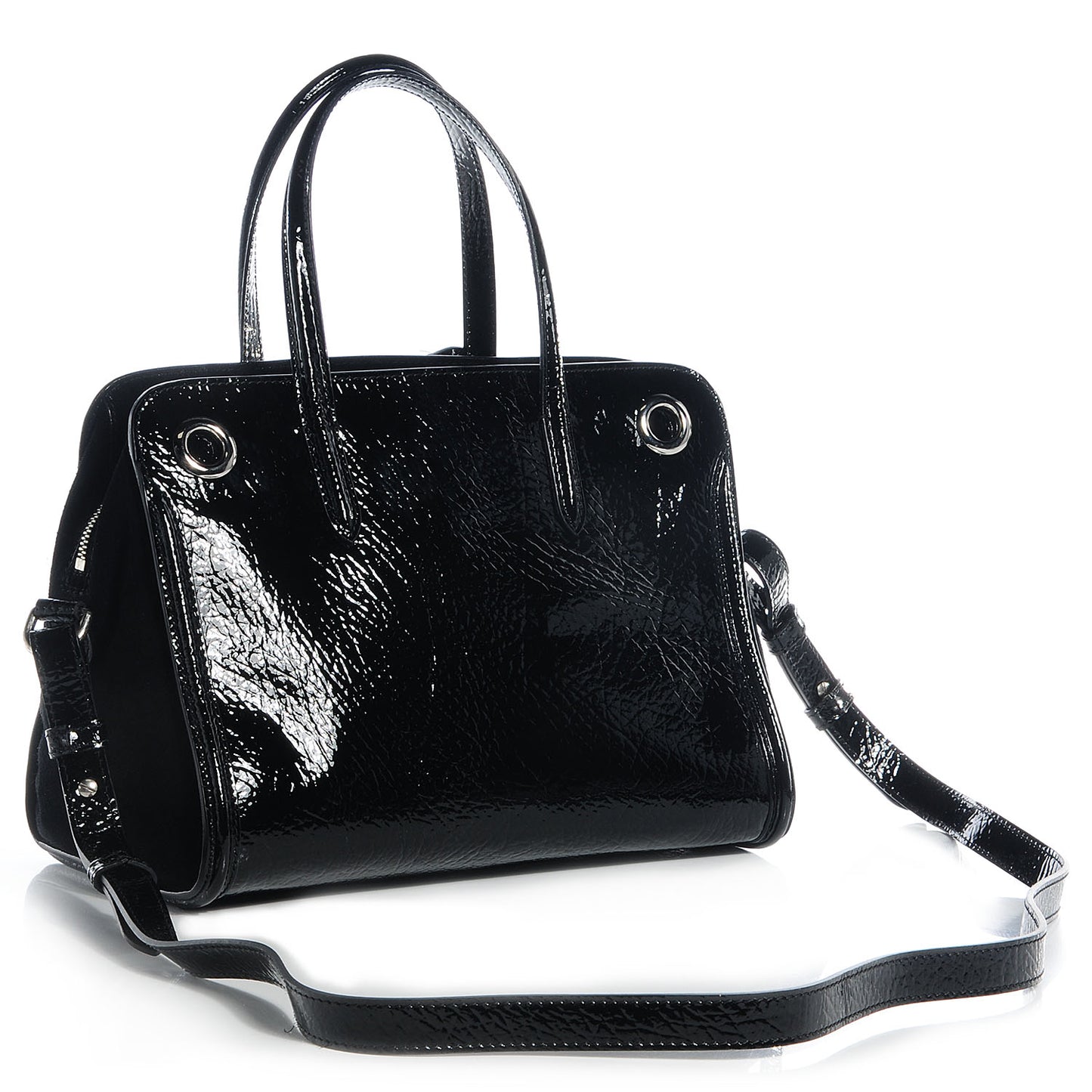 Patent Small Eyelet Padlock Skull Tote Black