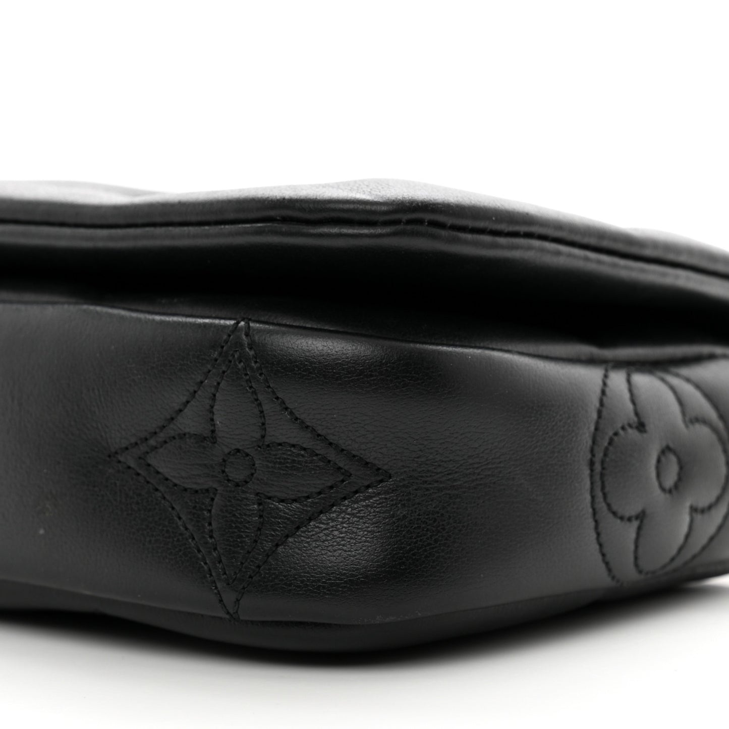 Calfskin Bubblegram Wallet On Strap Black