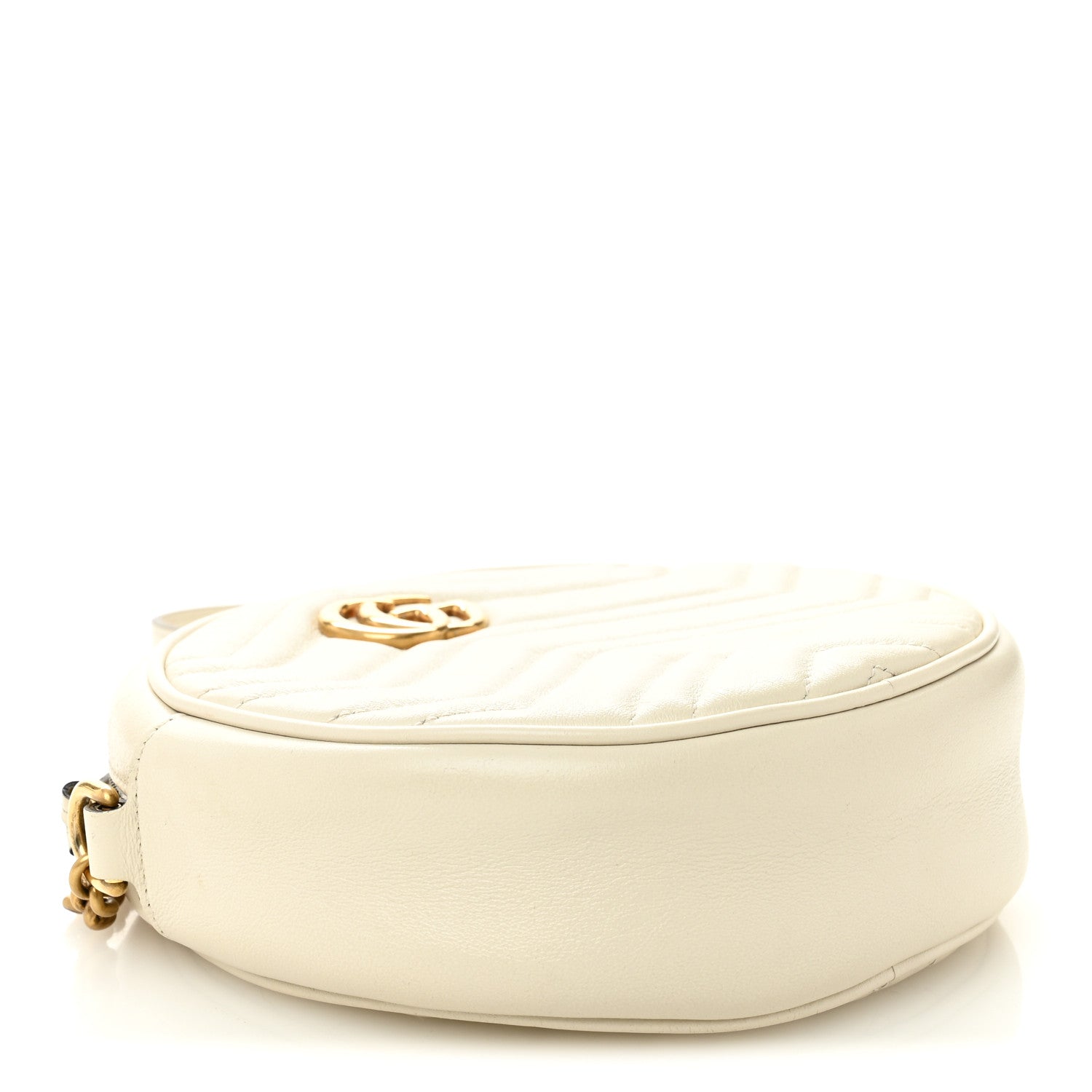 Gucci Calfskin Matelasse Mini GG Marmont Round Shoulder Bag White 4 of 10