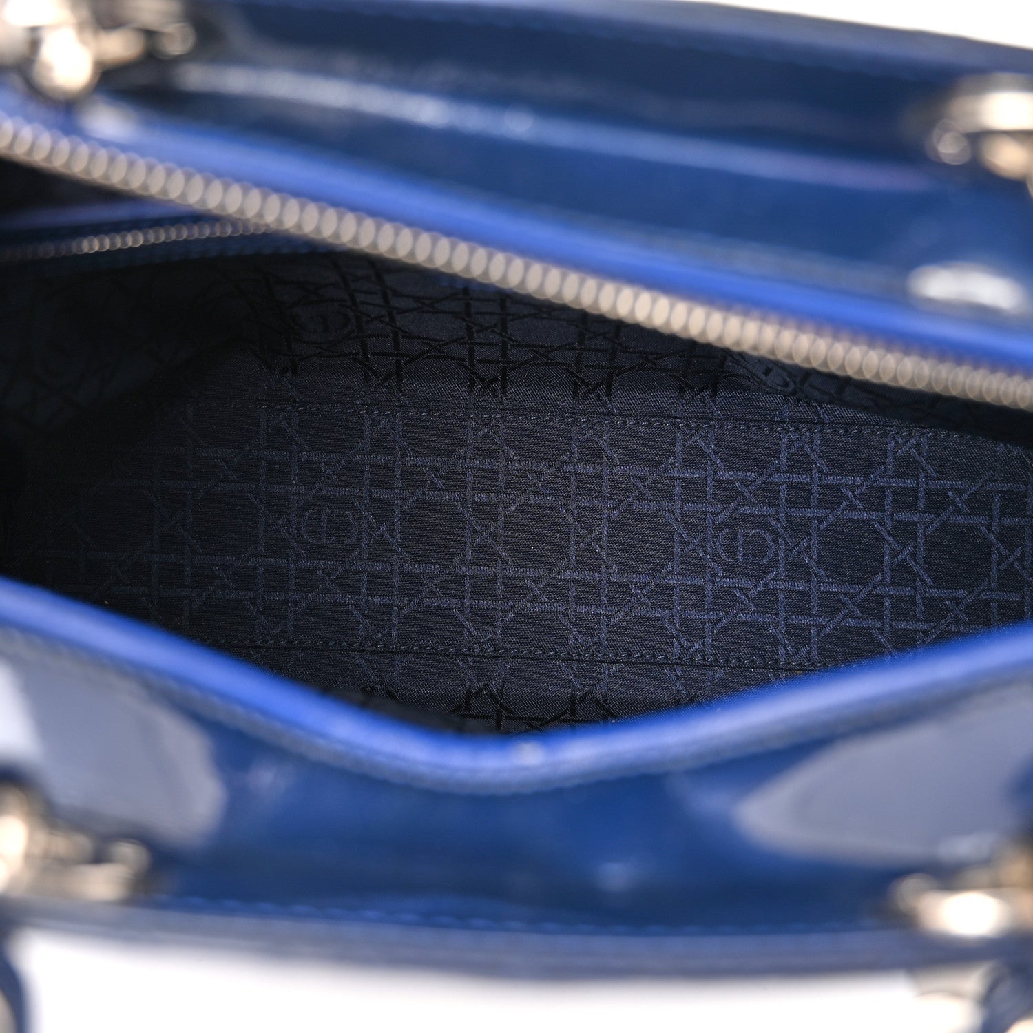 Christian Dior Patent Cannage Large Lady Dior Blue 5 of 12