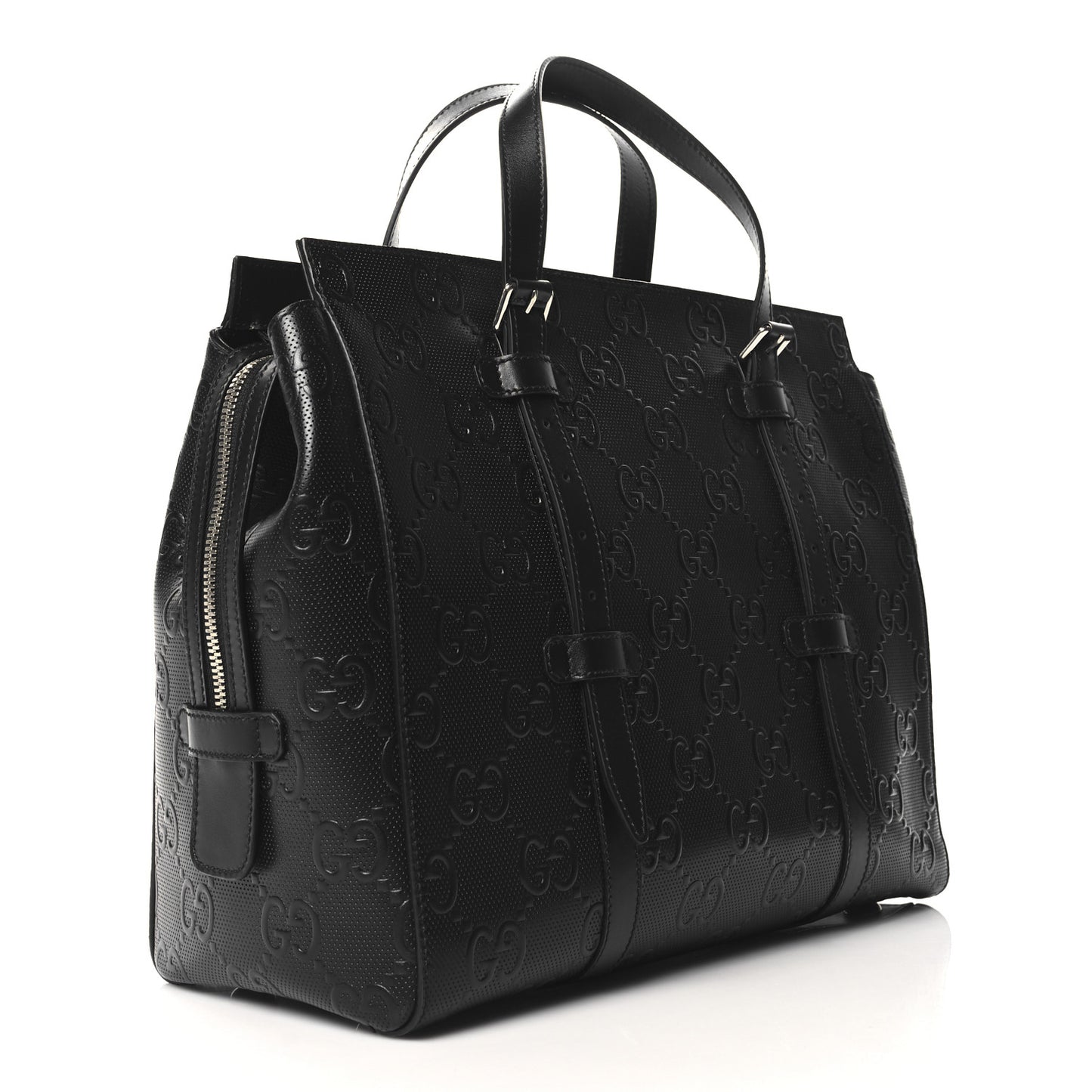 Calfskin GG Tennis Embossed Tote Bag Black