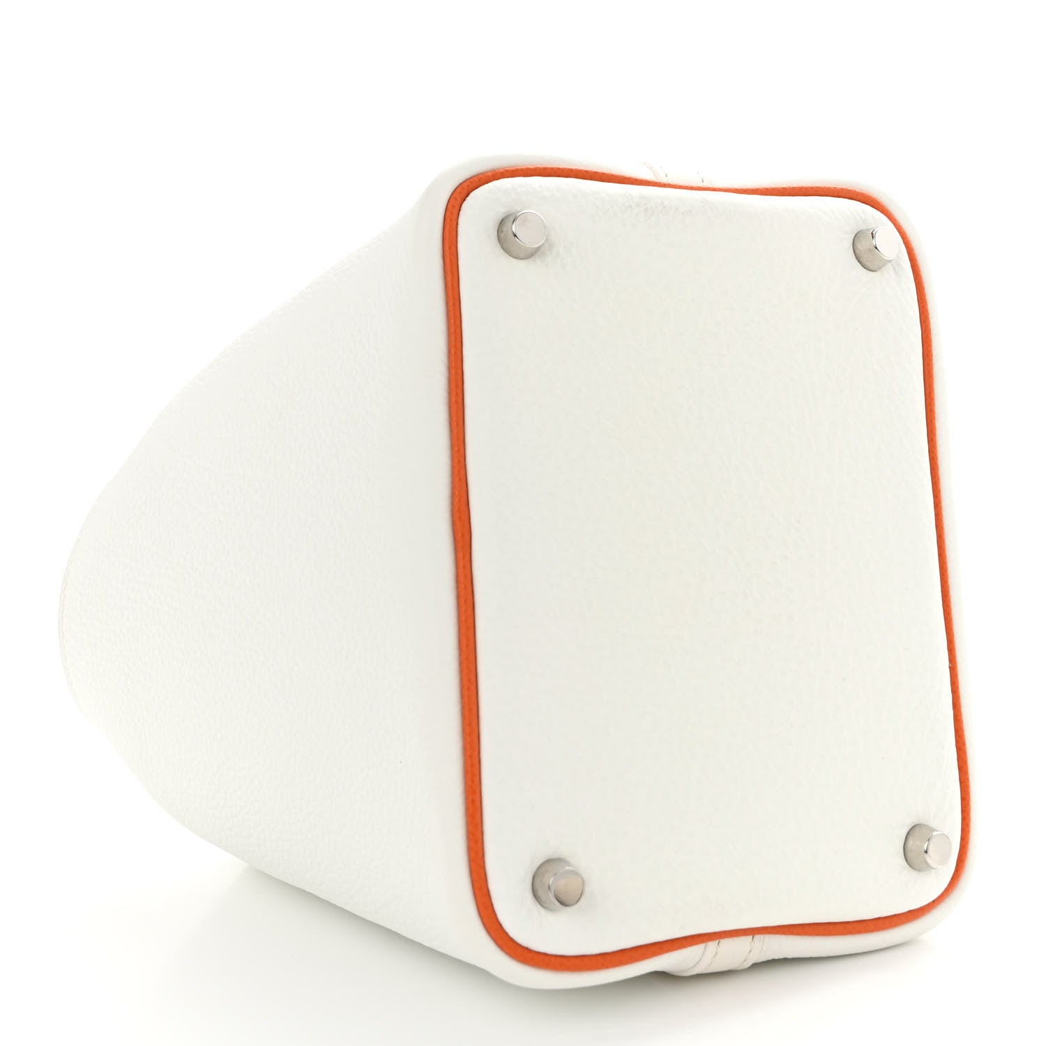 Hermes Taurillon Clemence Epsom Picotin 18 PM White Orange 4 of 11