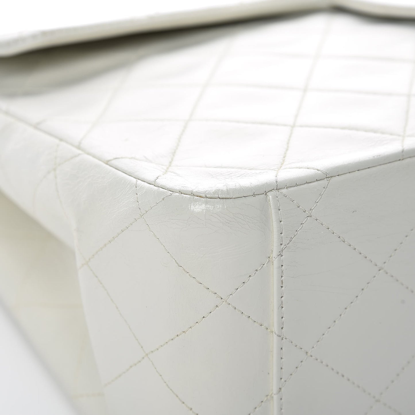 Lambskin Quilted XL Jumbo Single Flap White