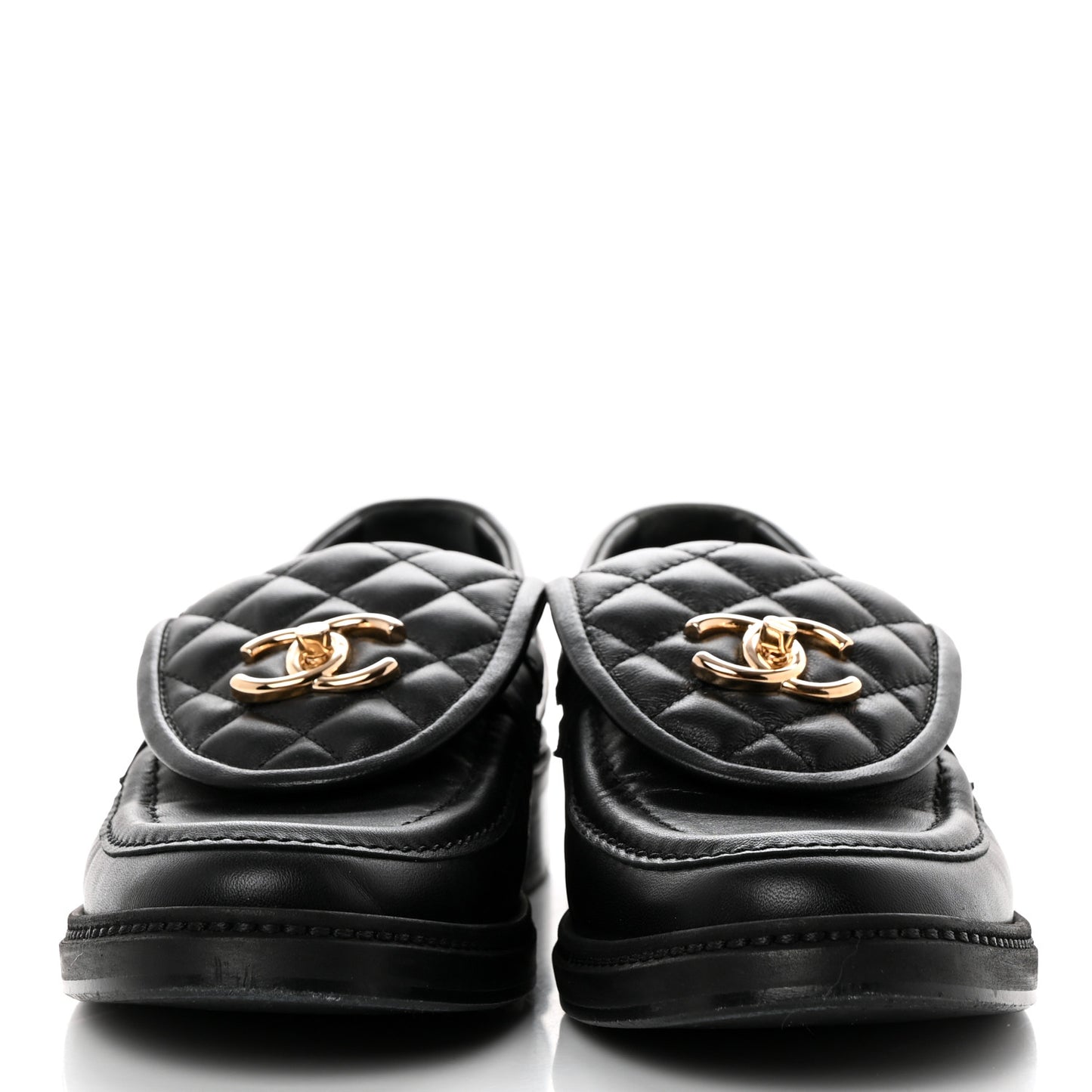 Lambskin Quilted CC Turnlock Loafers 38.5 Black