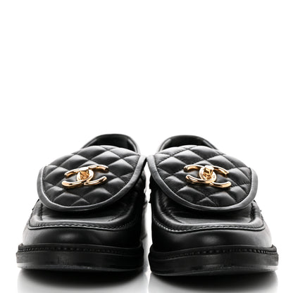 Chanel Lambskin Quilted CC Turnlock Loafers 38.5 Black 2 of 8