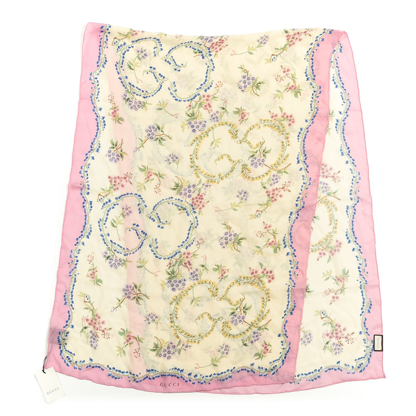 Silk Provence Scarf Ivory Pink