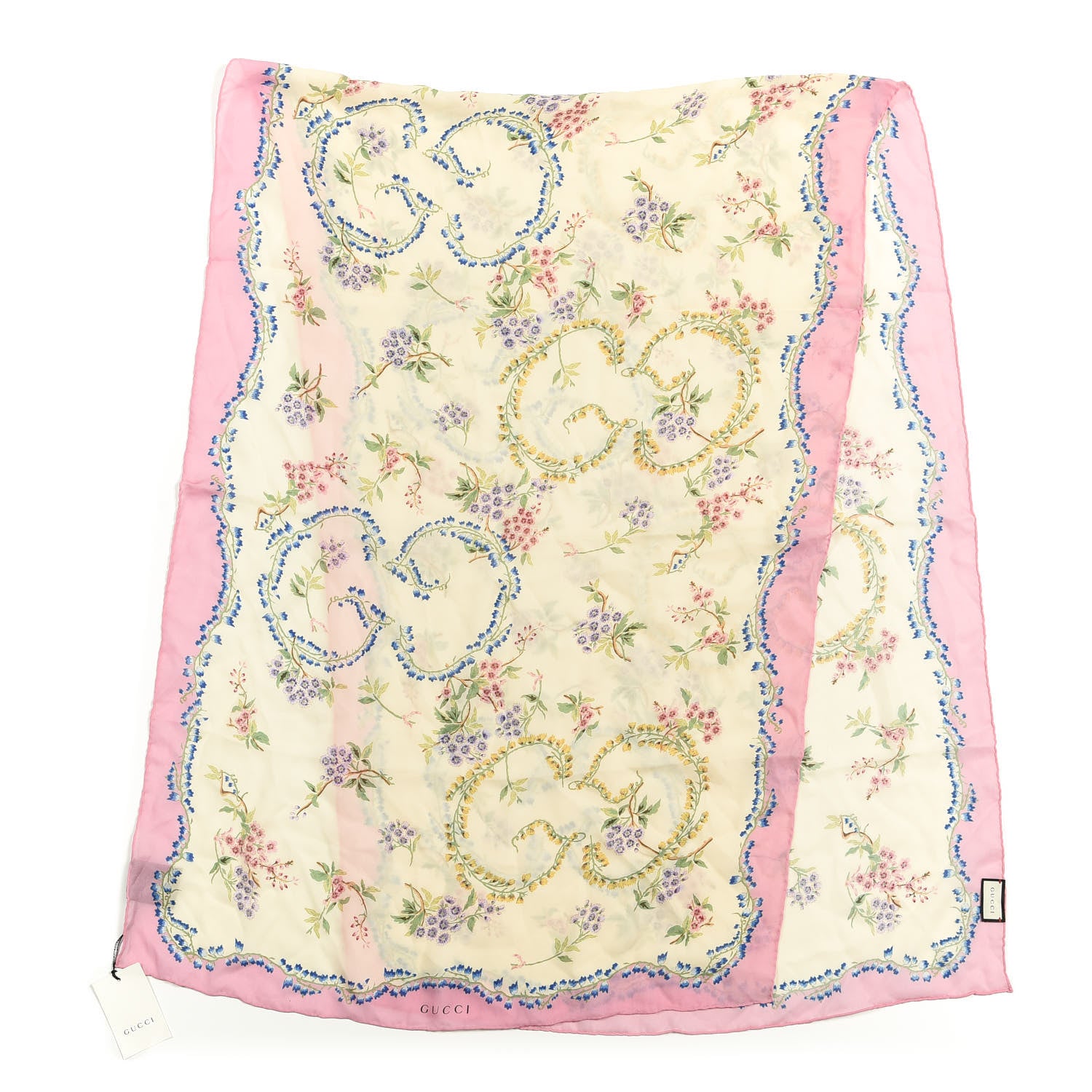 Gucci Silk Provence Scarf Ivory Pink 1 of 4
