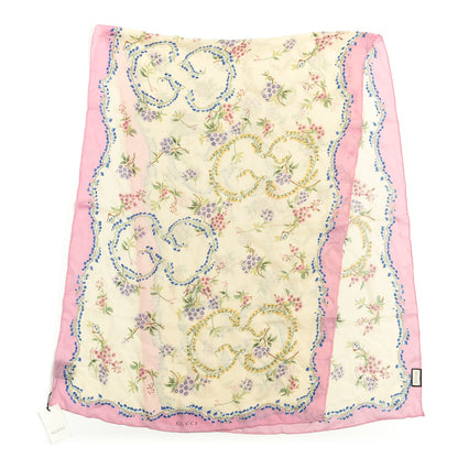 Gucci Silk Provence Scarf Ivory Pink 1 of 4