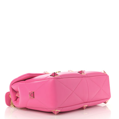 Valentino Garavani Nappa Enamel Large Roman Stud Shoulder Bag Feminine Pink 4 of 8