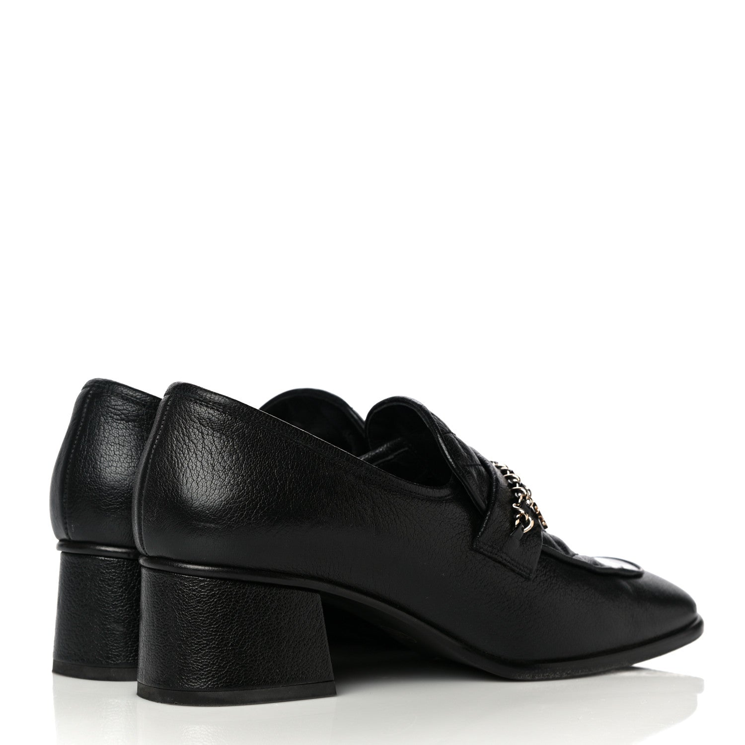 Chanel Calfskin Patent Quilted CC Chain Mocassin Loafers 39.5 Black 4 of 15