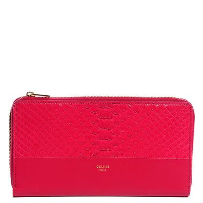 Celine Python Lambskin Large Zip Around Multifunction Wallet Fuchsia 1 of 9