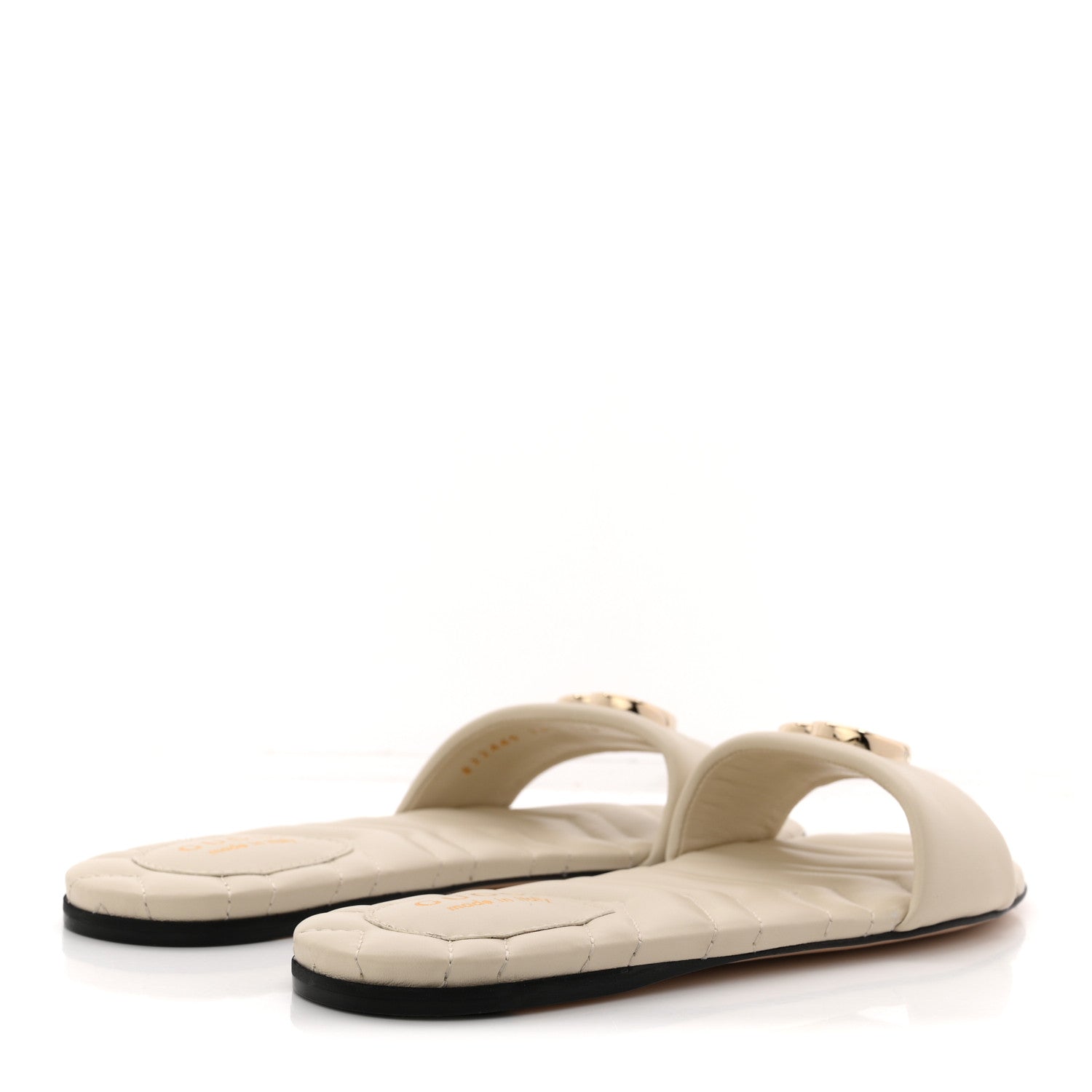 Gucci Nappa Matelasse GG Marmont Flat Slide Sandals 38.5 New Ivoire 5 of 10