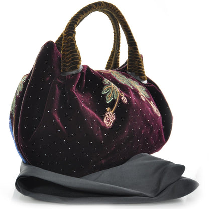 Fendi Velvet Embroidered Squirrel Spy Bordeaux 3 of 11