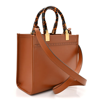 Fendi Vitello King Plexiglass Logo Embossed Small Fendi Sunshine Shopper Tote Cuoio 3 of 15